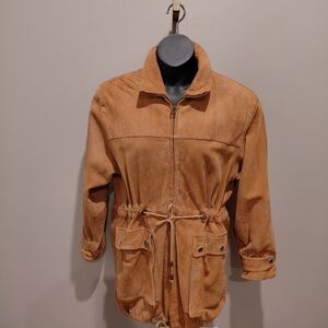 Overland Oufitters Vintage Mens Camel Colored Suede Utility Style Jacket